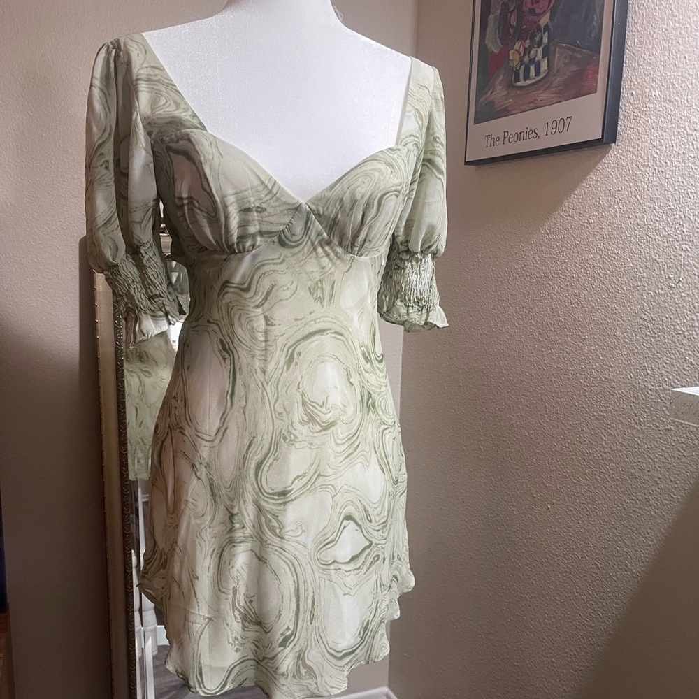 Saints + Secrets green marble dress